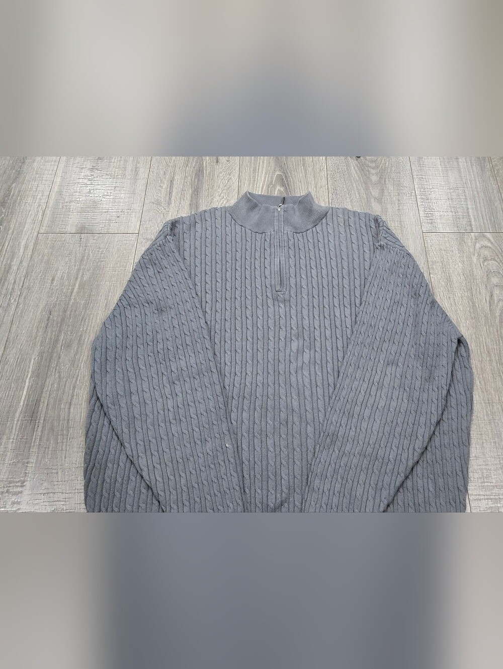 Pendleton Men's Gray Cable-Knit Half-Zip Sweater #503 - Picture 6 of 7
